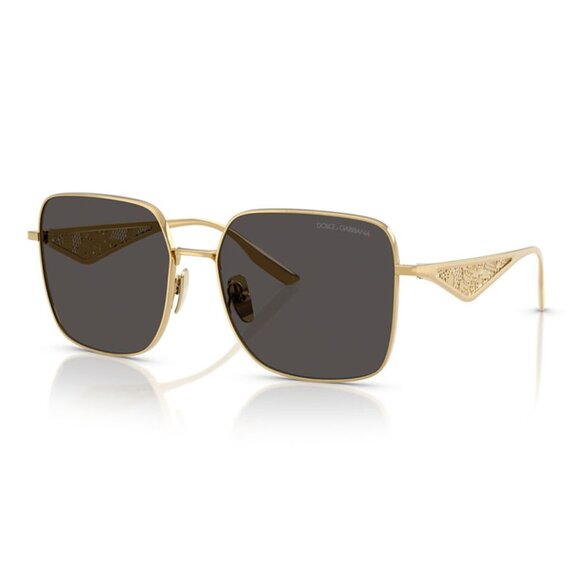 NEW DOLCE&GABBANA DG2310 02/87 WOMEN SUNGLASSES GOLD GREY SQUARE EYEWEAR - Picture 1 of 3